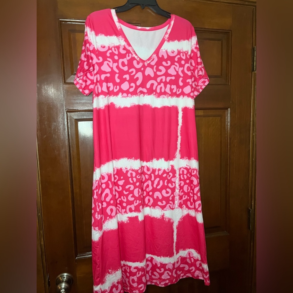 Pink Cheetah Print Dress Large